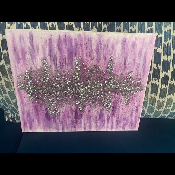 Purple & Silver Glitter Abstract Canvas Art (Special Needs Artist) - Picture 1 of 5